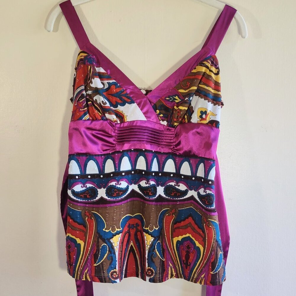 XOXO Sweet Y2K Babydoll Satin Top Paisley Goth Fairy Indie Hippie Retro Sz Large